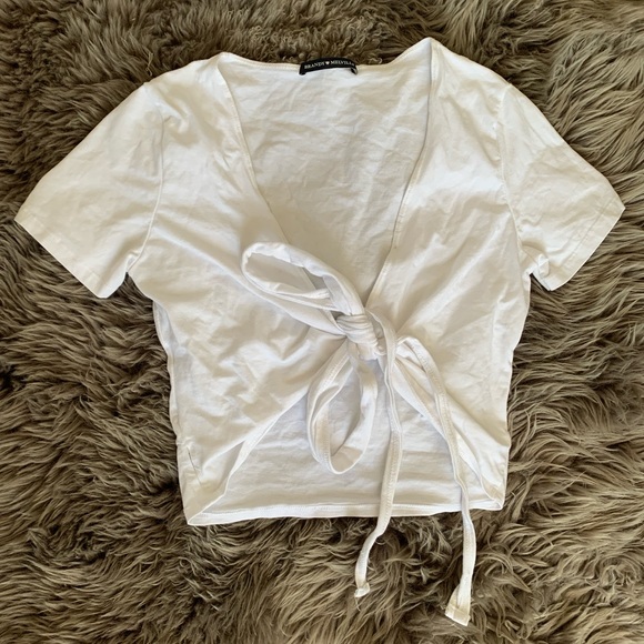 Brandy Melville White Self Tie Multiway T-Shirt